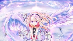 Snow clouds wings dress blondes long hair anime girls blue eyes 