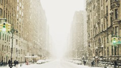 Snow cold traffic lights streets cityscapes new york city 