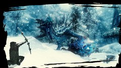 Snow Dragons fight digital art Archers fantasy art