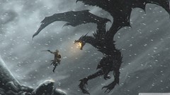 Snow Dragons Warriors the elder scrolls v skyrim fantasy art