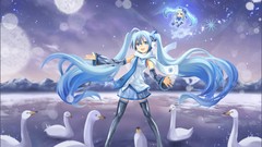 Snow dress Chibi blue hair anime girls blue eyes hatsune miku 