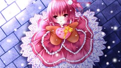 Snow dress Hearts valentine pink hair anime girls pixiv minato 
