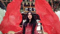 Snow fire woman asians