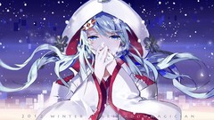 Snow game tears buildings hoodies blue hair hatsune miku 