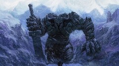 snow giant sword Golem fantasy art winter ice artwork