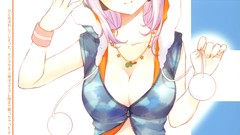 Snow headphones red eyes hoodies pink hair anime girls animal 