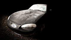 Snow ice cars Mazda black background miata