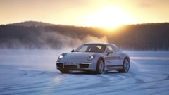 Snow ice silver cars driving porsche 911