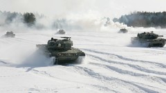Snow military tanks