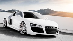 Snow Mountains Audi cars Supercars skyscapes Audi R8 V10