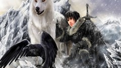 Snow Mountains Birds phantom Warriors rocks Swords game of 