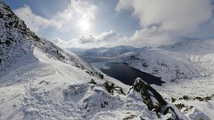 Snow Mountains clouds lakes wales