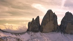 Snow Mountains clouds panorama Italy rock formations