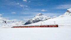 Snow Mountains red trains