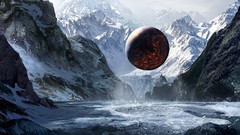 Snow Mountains science fiction artwork digital art