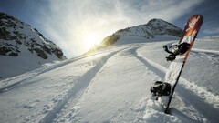 snow Mountains snowboards snowy peak winter cold sunlight nature