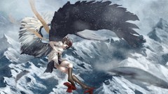 Snow Mountains wings Photographers angels anime girls touhou 