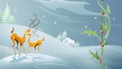 Snow new year deer fictional landscapes