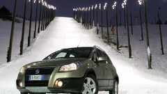Snow night black lights cars Fiat