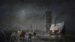 Snow night mill Knights The Hunchback of Notre Dame camping 