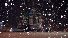 Snow night Moscow St. Basil's Cathedral Russia Red Square 