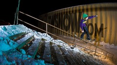 Snow night Snowboarding stairs outdoors