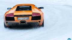 Snow orange cars Lamborghini Murcielago LP640