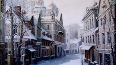 Snow paintings cityscapes Villages artwork