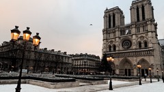 Snow Paris Notre Dame architecture lanterns