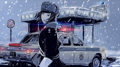 Snow police cars hats