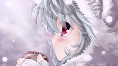 Snow red eyes blush remilia scarlet gray hair touhou