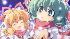 Snow Ribbons blondes anime girls short hair green hair touhou 