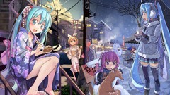 Snow Ribbons kimono blondes hatsune miku vocaloid megurine luka 