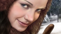 Snow room woman fur gloves blue eyes turk turkish