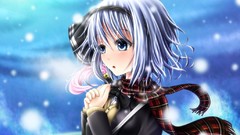 Snow scarfs blue eyes short hair konpaku youmu touhou hair band