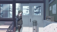 Snow scarfs brown eyes brunettes seifuku thigh highs