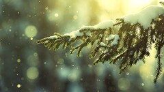 snow snow flakes winter depth of field Trees Plants