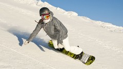 Snow Snowboarding woman ponytails