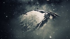 Snow Stars Mountains moon outer space Photo manipulation artwork