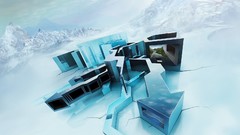 Snow stripes abstract blue