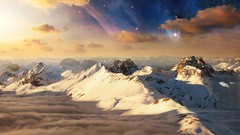 Snow sun Mountains outer space