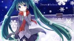 Snow tears scarfs blush anime girls hatsune miku vocaloid 