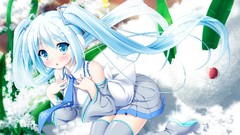 Snow tie blush anime girls blue eyes hatsune miku vocaloid 