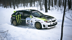 Snow Trees cars rally