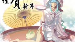 Snow Umbrellas blue hair anime girls blue eyes hatsune miku 