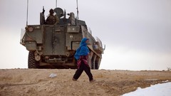 Snow War children soldiers patrol tanks NATO Afghanistan apc 