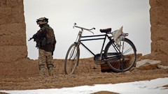 Snow War soldiers patrol Bicycles infantry NATO Afghanistan 