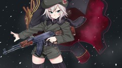 Snow weapons ak-47 scarfs anime girls blue eyes anastasia 