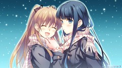 Snow white blondes scarfs anime girls blue eyes