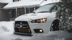 Snow white cars houses Evo mitsubishi lancer